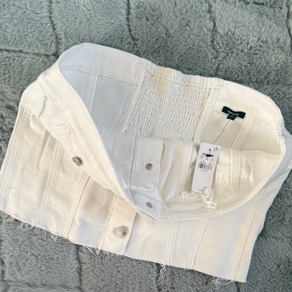 Express White Button-Up Denim Bustier - Picture 3 of 5